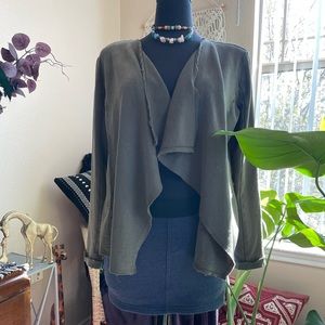 Green Waterfall Collar Cardigan